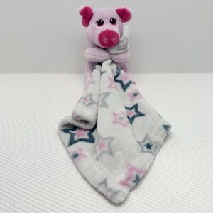 Little Beginnings Pink Pig Lovey Lovie Security Blanket Plush Stars Stuffed
